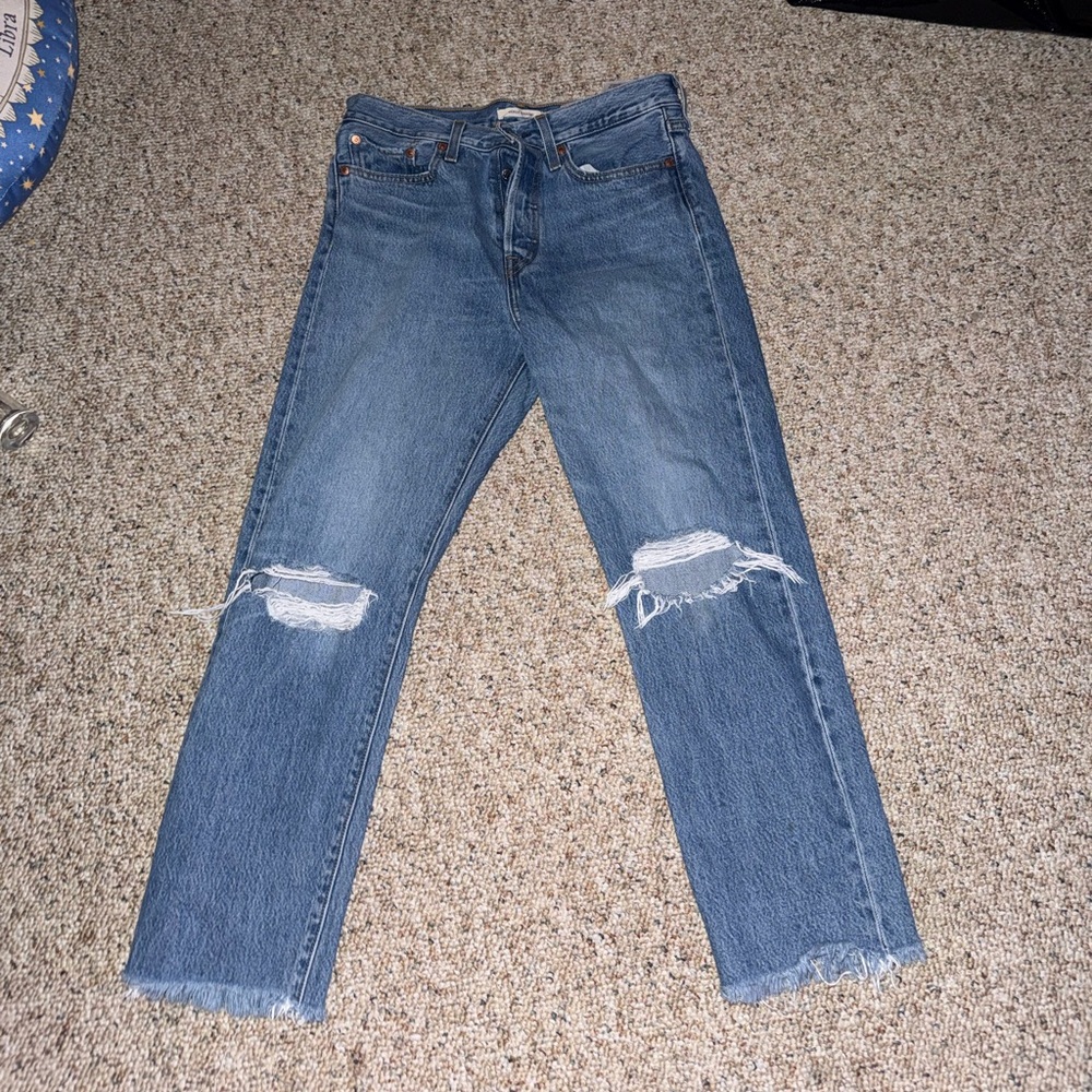 Men's Blue Distressed Jeans